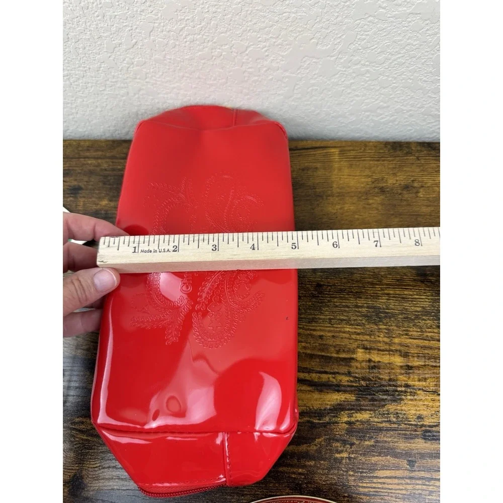 Christian‎ Lacroix Rouge Avon Makeup Bag Red Patent Cosmetic Zip Pouch